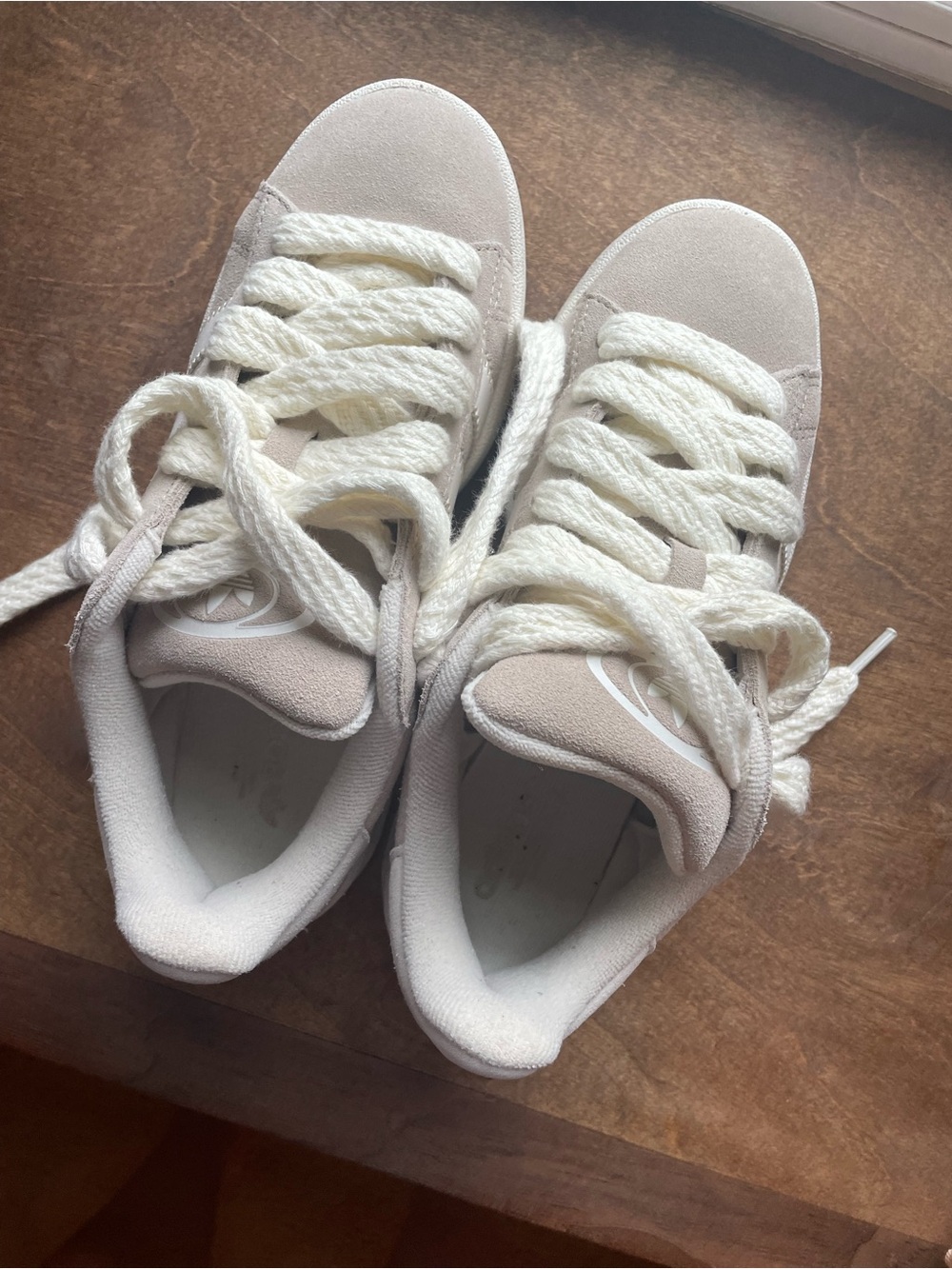 adidas Women's Suede Sneakers in Light Beige and White